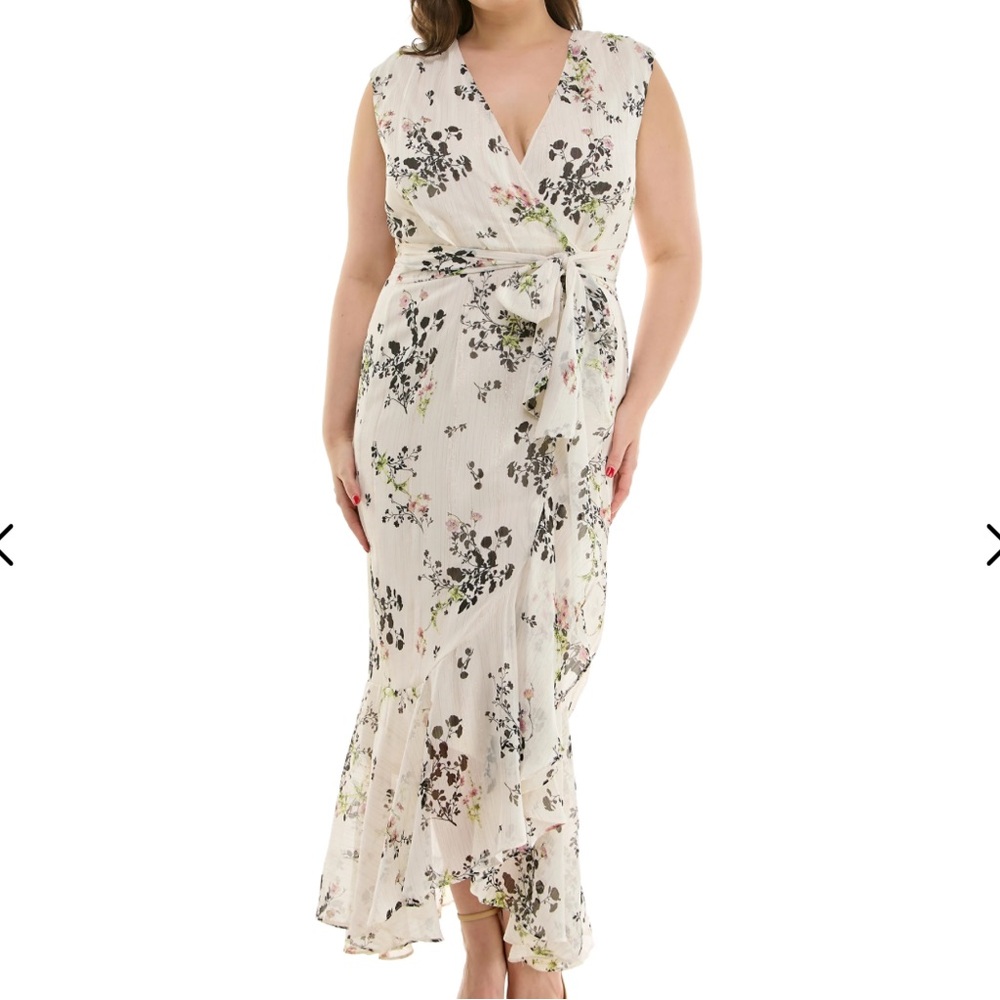 Danny And Nicole Floral Wrap Maxi Dress NWT